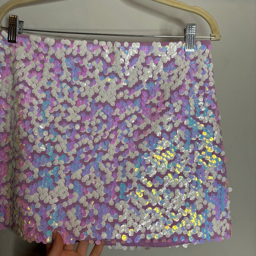 Maje Jirene Sequined Mini Skirt M Violet - Picture 5 of 9